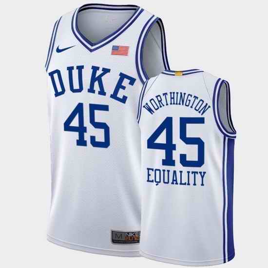 Men Duke Blue Devils Keenan Worthington Equality College Basketball White Blm Social Justice Jersey